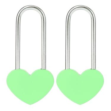 Imagem de VeYocilk 2 peças, cadeado de coração de 8,89 cm e 50 mm, cadeado de coração único verde para casamentos, namorados, aniversário, viagem, dia dos namorados, ponte (sem chave)