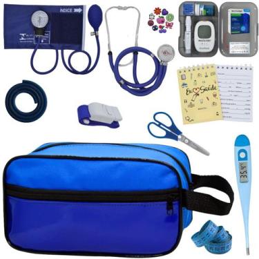 Imagem de Kit de Enfermagem Aparelho de  Pressao Estetoscopio Necessaire Medidor