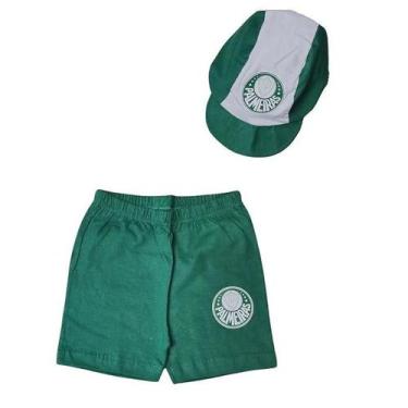 Imagem de Kit Bebê Palmeiras Com Shorts e Boné Oficial - Revedor, G