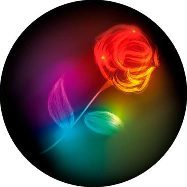 Imagem de Painel De Festa Redondo 1,50x1,50 - Flor Rosa Arco-Íris Efeito Neon 00