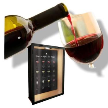 Imagem de Quadro Porta Rolha/tampinha Vinhos Cerveja Preto De Parede - Cia Laser