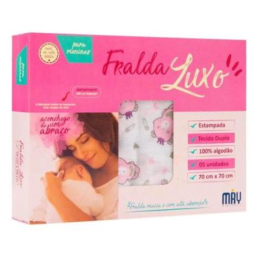 Imagem de Fralda de Pano Bebê Luxo Tecido Duplo 100% Algodão Estampada 70x70cm C