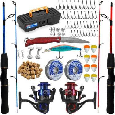 Imagem de Kit Pesca Completo Molinete 3 Rolamento C/ Vara Maleta E Acessórios - 