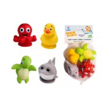 Imagem de Kit 4 Brinquedos Para Banho Divertidos Vila Toy Tartaruga Pato Polvo T