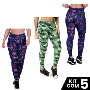 Imagem de kIT 5 Calças Legging Suplex Estampada Roupa Fitness Academia Ginástica