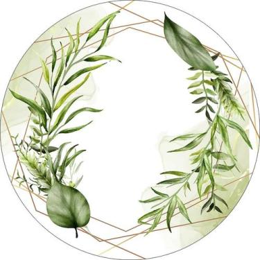 Imagem de Painel De Festa Redondo 1,50x1,50 - Folhagens Verde e Dourado 181 - Vi