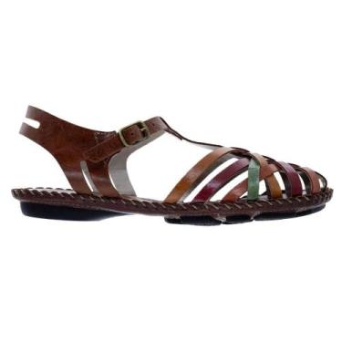 Imagem de Sandália Rasteira Andacco Jade 12382 Couro Marrom, 36, Marrom