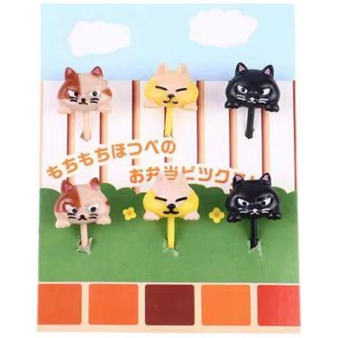 Imagem de Mini garfos palitos infantis petiscos lanches GATINHOS 6pçs - PromoGal