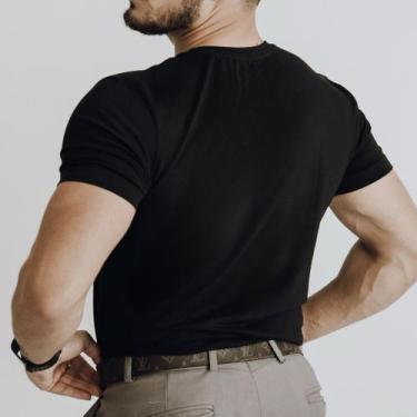 Imagem de Camiseta Camisa Masculina Algodão Egípcio Gola O - Modig, P, Preto