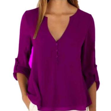 Imagem de Camisa Feminina Mullet Famosas Manga Longa Viscose Ref.15336 - DOCCEMU