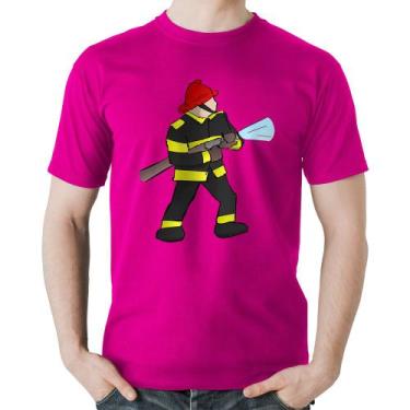 Imagem de Camiseta Algodão Bombeiro - Foca na Moda, Rosa, GG