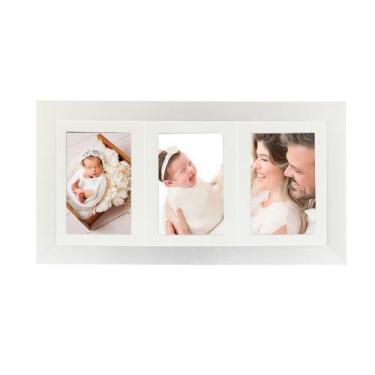 Imagem de Mural Painel Multifotos Para 3 Fotos 10x15 A6 Moldura Dupla Branco - G