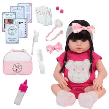Imagem de Bebê Reborn Morena Articulada Com Lindo Macacão + Acessórios - Cegonha