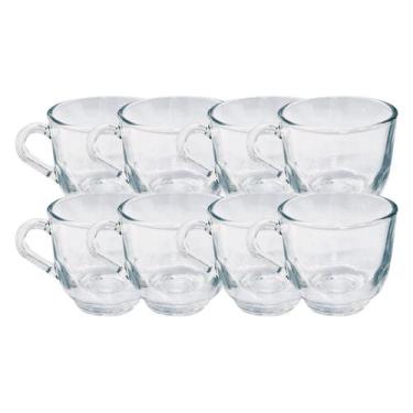 Imagem de Kit 8 Xicaras Vidro Resistente 150ML Para Cha Cafe Transparente - PRAT