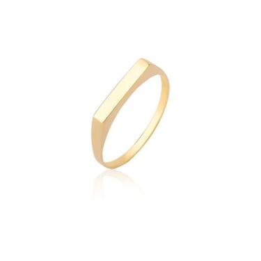 Imagem de Anel Quadrado Plaquinha Chapa Aparador Ouro 18k - MAEHLER JOIAS, 10, D