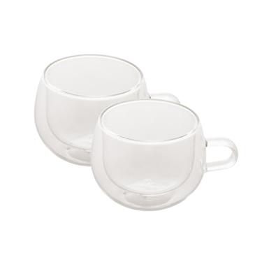 Imagem de LYOR - Conjunto 2 Xícaras de Café e Chá Parede Dupla de Vidro Borossilicato 240ml