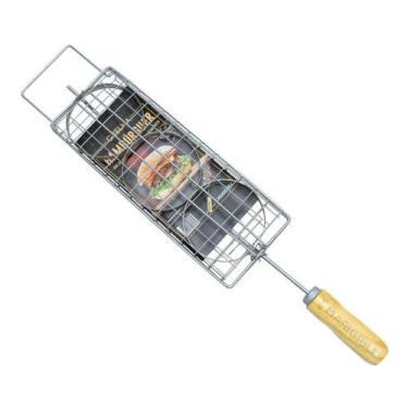 Imagem de Grelha Para Hambúrguer Gourmet Abre e Fecha Multiuso Com Aros em Inox 