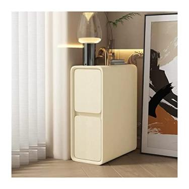 Imagem de Mesa de cabeceira com 2 gavetas totalmente montada em madeira sem montagem/mesa lateral/mesa de cabeceira/armário de cabeceira para sala de estar, quarto, escritório, moldura bege (30 x P 40 x A 50