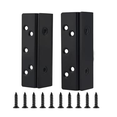 Imagem de DERRILLA Estrutura de cama para poste de cama com gancho duplo, suporte para placa de gancho, suporte de fixação de ferragens para cama de madeira - conjunto de 2