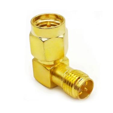 Imagem de Ahoaepy Adaptador de antena SMA de 90 graus, conector coaxial de ângulo reto SMA, macho SMA para adaptador coaxial de cotovelo de baixa perda fêmea RP-SMA para antena de rádio amador, walkie-talkie,
