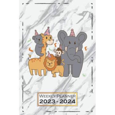 Imagem de Weekly Planner 2023-2024: Softcover, 6x9 | One Week on a Double Page | From Sunday to Saturday | Organizer, Appointment Book | Animals Giraffe Animals | qx1