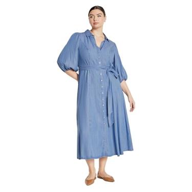 Imagem de City Chic Vestido jeans macio Matilda Plus Size em lavagem média, Lavagem média, 50