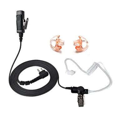 Imagem de HYS Kit de vigilância para fone de ouvido com clipe de microfone PTT com um par de moldes médios (dois fios: 1,2 m/1,3 m) para fone de ouvido de tubo acústico de rádio BPR40 RMM2050 RDV2020 RDU4100