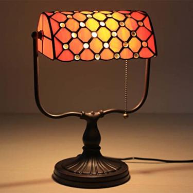 Imagem de Abajur de mesa de banqueiros de vidro Abajur de mesa estilo Tiffany, com interruptor de corrente de puxar plug-in base de liga de zinco, adequado para estudo bar nostálgico café restaurante 10
