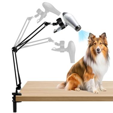 Imagem de Cheloment Suporte para secador de pelos de cães, suporte de secador de cabelo para cães, mãos livres, rotação de 360° para animais de estimação, suporte para secador de cabelo com braço ajustável,