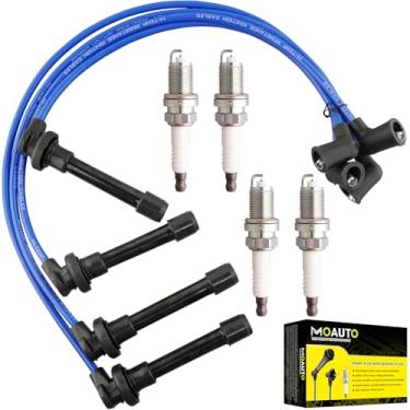 Imagem de MOAUTO Conjunto de 4 velas de ignição irídio com conjunto de fios 32702-P0A-A00 8028 RC-HE73 671-4179 Compatível com Honda Accord Civic Acura Odyssey CL Isuzu Oasis - L4 2.3L 2.2L 1.6L