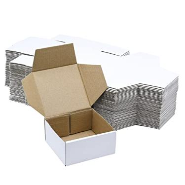 Imagem de KBG Caixas de envio pequenas 4x4x2 polegadas, caixas de papelão ondulado branco para empresas, 50 pacotes de caixas de correio pequenas, caixa de embalagem mini