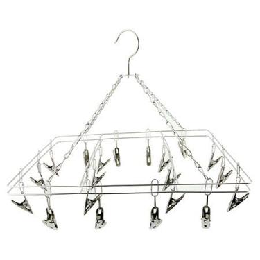 Imagem de Varal Aço Inox Retangular 20 Prendedores Suspenso Para Meias e Roupas Intimas Calcinha Cueca