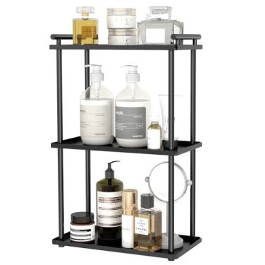 Imagem de Organizador de balcão de banheiro, bancada organizadora de banheiro de 3 camadas, prateleira de penteadeira de metal, organizadores de bancada e maquiagem de armazenamento, perfume para cômoda,