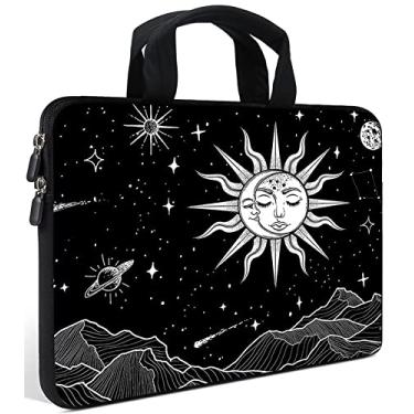 Imagem de AMARY mangas para laptop 11,6" 12" bolsa com alça para laptop neoprene bolsa para transporte Chromebook capa para tablet Ultrabook capa para tablet Apple MacBook Air HP DELL Lenovo Asus para homens e mulheres (SUN MOON)