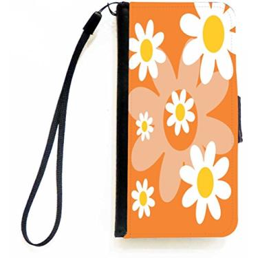 Imagem de Rikki Knight Capa carteira flip retrô anos 60 Orange Daisies com aba magnética para Apple iPhone 5c