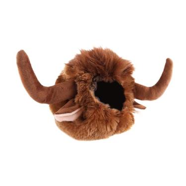 Imagem de Bothyi Fantasia de touro para animais de estimação, chapéu engraçado de boi para animais de estimação, chapéu de vaca com chifre de boi para caminhar, M