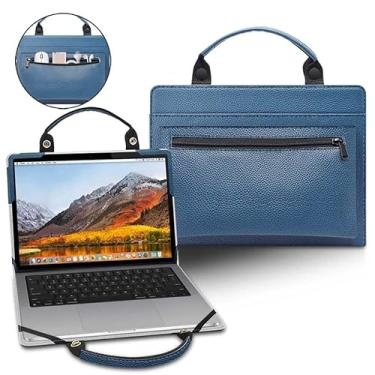 Imagem de Capa para laptop para MacBook Pro 13 polegadas 2024-2016 A2338 A2251 A2289 A2159 A1989 A1708 A1706 com bolsa portátil com alça de bolsa, azul