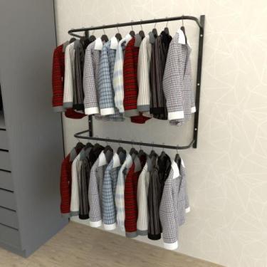 Imagem de Arara de roupas closet quarto com 4 peças cremalheira 100x100 cm cor p