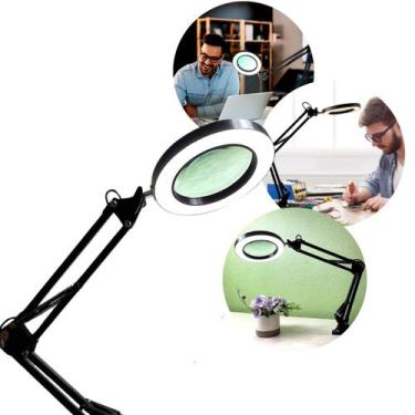 Imagem de Luminária RingLight com Lupa LED Articulada para Mesa  Aumenta 5x - Au