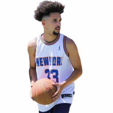 Imagem de Regata Basquete Masculina M10 New York 33, Branco, GG