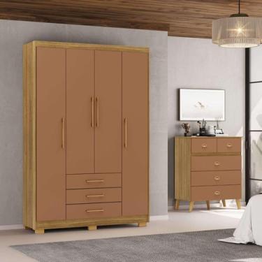 Imagem de Guarda Roupa Pequeno EP 4 Portas e 3 Gavetas Ideal Para Quarto de Solt