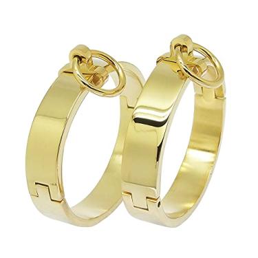 Imagem de ACECHANNEL Pulseiras de aço inoxidável masculinas e femininas da moda pulseiras de tornozelo removíveis anel em O forma oval, 80mm x 70mm (Ankle Cuffs), Metal, Topázio