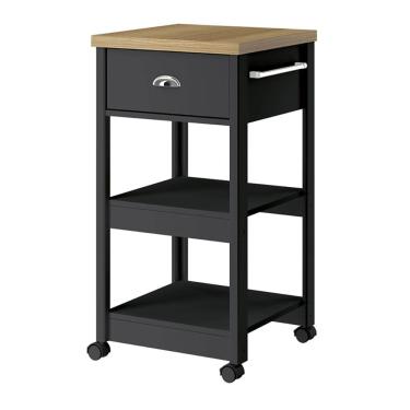 Imagem de Aparador Carrinho Café 1 Gaveta 45 cm BA130 Preto Dtall