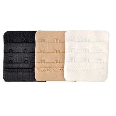 Imagem de xinyuelin Extensor de sutiã com 3 ganchos inclui branco, bege e preto para uso universal (3 ganchos × 2 conjuntos)