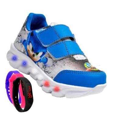 Imagem de Tenis De Led Masculino Sonic Calce Facil Meninos Infantil Estilo Origi