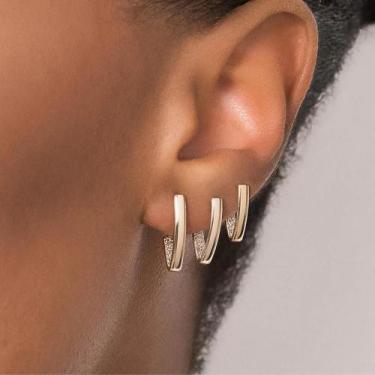 Imagem de Kit Argolas Presente Feminino Rommanel Banhado Ouro 18k Lindo Elegante