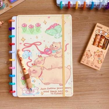 Imagem de Caderno Escolar Com Folhas Destacáveis Capa Dura Capivara Fofa Disco I