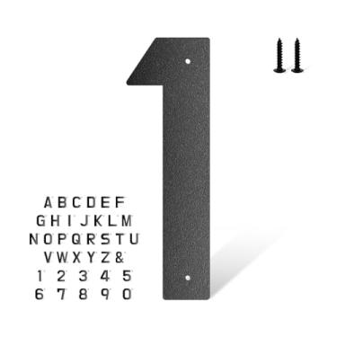 Imagem de Número de casa de metal de 15 cm, letras de metal, número de endereço da casa, números de casa para fora, números de caixa de correio para fora, números e letras de metal moderno preto (1)