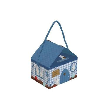 Imagem de Caixa Casinha Para Lembrancinhas - Contos De Páscoa Azul - 12,5x9,5x12
