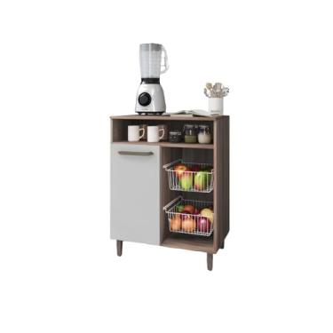 Imagem de Fruteira Armário Off White Multiuso Moderno Com porta Com Espaço Para Microondas Fp